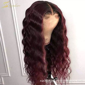 100% virgin brazilian 150 180 density HD lace front wigs highlight long deep wave human hair wigs for black women